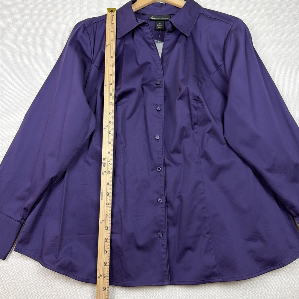 Lane Bryant Button Up Collared Shirt Blouse Size 20 Purple NWT Office Career New - Picture 7 of 15